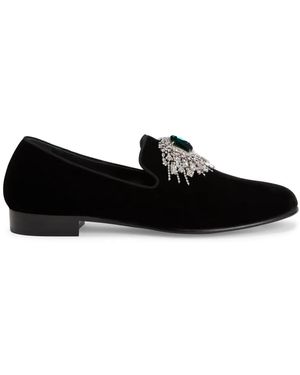 Giuseppe Zanotti Euphemiee Velvet Loafers - Black