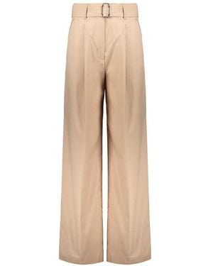 Moorer Belted Wide-Leg Pants - Natural