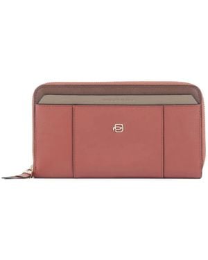 Piquadro Zip-Around Leather Wallet - Pink