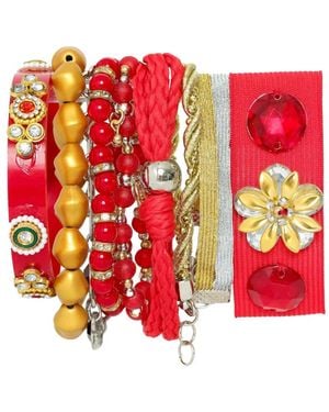 Amir Slama Beaded flower-charms bracelet - Rojo
