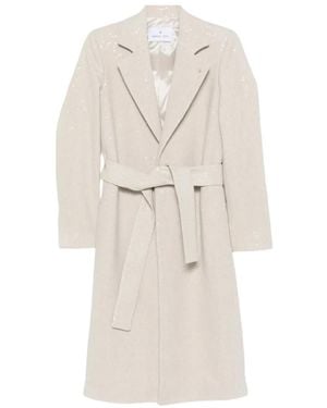 Manuel Ritz Chevron-Patterned Sequinned Coat - White