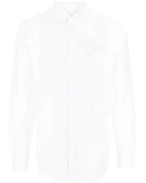 Lacoste Logo-Embroidered Long-Sleeve Cotton Shirt - White