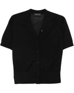 Le Petite Pulle Short-Sleeve V-Neck Cardigan - Black