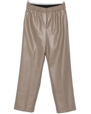 Nude Elasticated-Waistband Faux-Leather Trousers - Grey