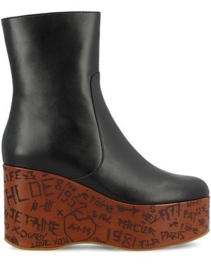 Chloé Maxime Wedge Booties - Black