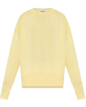 Jil Sander Ribbed-Knit Side-Slit Sweater - Yellow