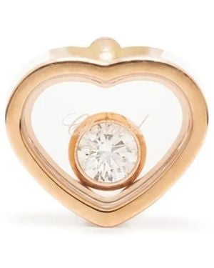 Chopard 18Kt Rose My Happy Heart Diamond Stud Earring - Metallic