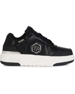 Philipp Plein Sk8R Logo-Plaque Perforated Trainers - Black