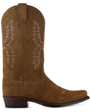 Notabene Diego Embroidered Suede Cowboy Boots - Brown