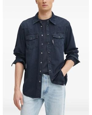 KARL LAGERFELD Denim Flap-Pocket Shirt - Blue
