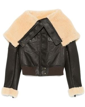 McQueen Shearling-Collar Leather Jacket - Black