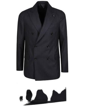 Lardini Pinstripe Double-Breasted Suit - Black