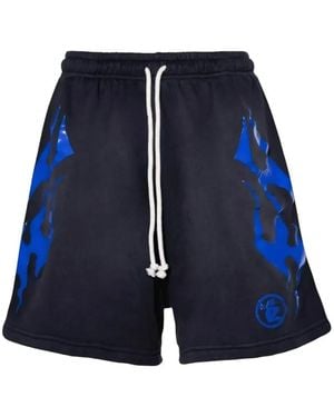 HELLSTAR Short De Sport À Logo Et Motif De Flammes - Bleu