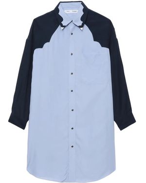 Toga Vestido Camisero Con Paneles Estilo Western - Azul