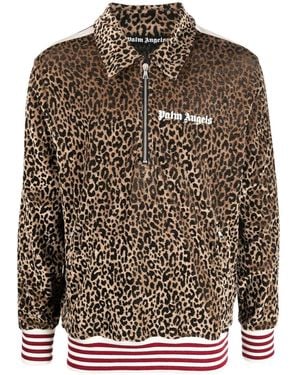Palm Angels Logo-Print Long-Sleeve Sweatshirt - Brown