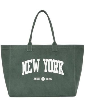 Anine Bing Leo Canvas Tote New York University - Green