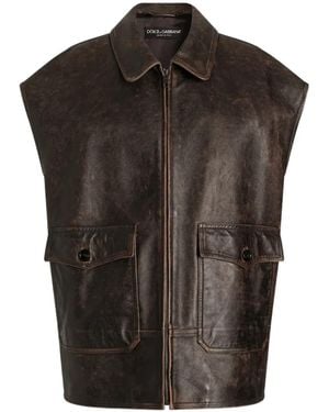 Dolce & Gabbana Bull-Leather Vest - Black