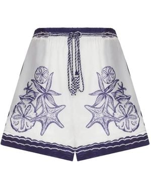 FARM Rio Shorts Coast Scarf Con Estampado De Estrellas De Mar - Azul