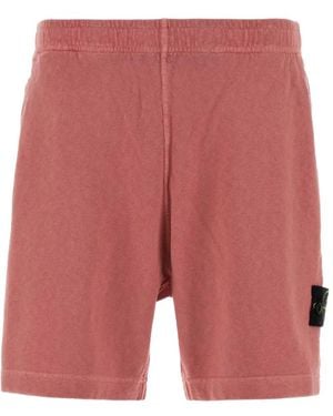 Stone Island Logo-Patch Shorts - Red