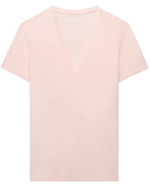 Another Tomorrow V-Neck T-Shirt - Pink