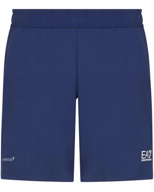 EA7 Logo-Print Bermuda Shorts - Blue
