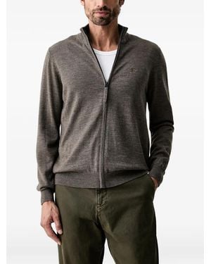 Aeronautica Militare Zip-Up Logo-Embroidered Zip Cardigan - Grey