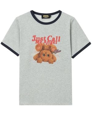 Mini Cream Graphic-print T-shirt - Grau