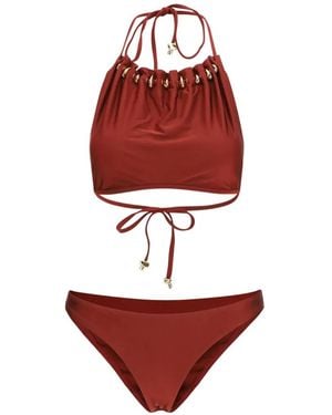 Zimmermann Aster Bikini Verfraaid Met Kralen En Ruches - Rood