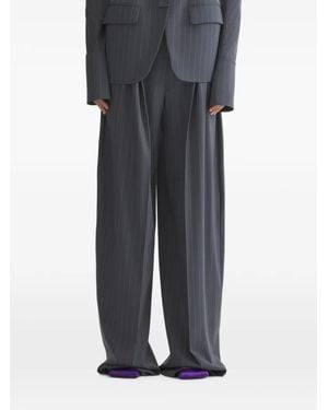 Mugler Pinstripe Wide Pleated Pants - Blue