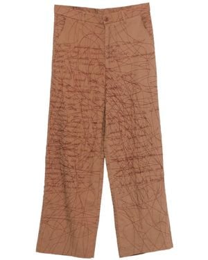 Kidsuper Embroidered Scribble-Pattern Trousers - Brown
