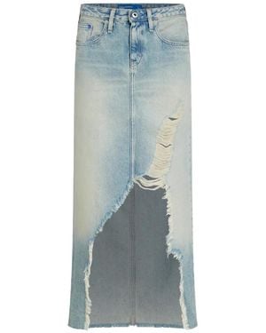 KARL LAGERFELD Falda vaquera larga deshilachada - Azul