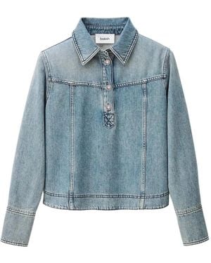 Ba&sh Tavy Buttoned Polo Top - Blue