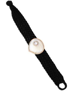 Dezso by Sara Beltran 18K Rose Large Pearl Shell Diamond Bracelet - Black