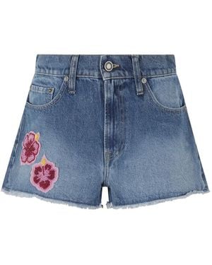 MC2 Saint Barth Musa Hibiscus-Patch Shorts - Blue
