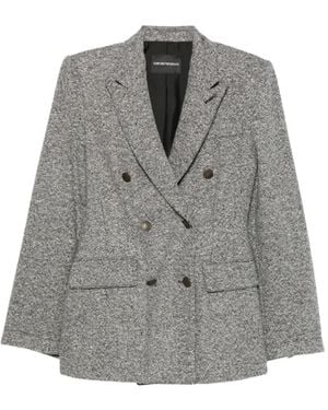 Emporio Armani Veste En Tweed À Boutonnière Croisée - Gray