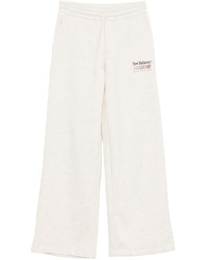 New Balance Pantalones De Chándal Anchos Con Logo - Blanco