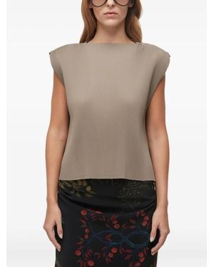 Osklen Pleated Cap-Sleeve Top - Brown