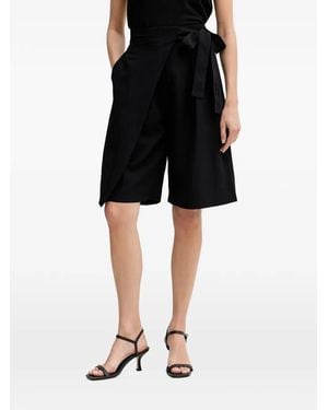 Sisley Wrap-Style Belted Shorts - Black