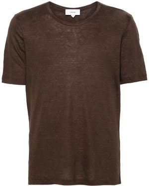 Lardini Short-Sleeve Linen T-Shirt - Brown