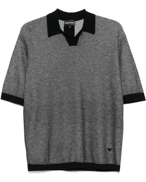 Emporio Armani Patterned-Jacquard T-Shirt - Grey