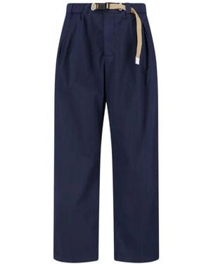 White Sand Belted Pleated Trousers - Blue