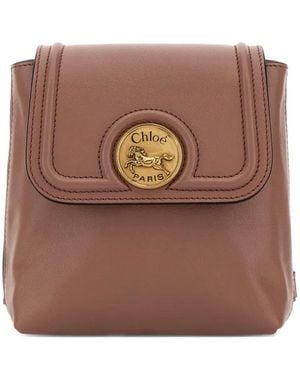 Chloé Mini Horse Medal Leather Backpack - Brown