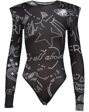 VAQUERA Printed Shoulder-Pad Bodysuit - Black