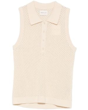 GANT Pointelle-Knit Sleeveless Polo Shirt - White