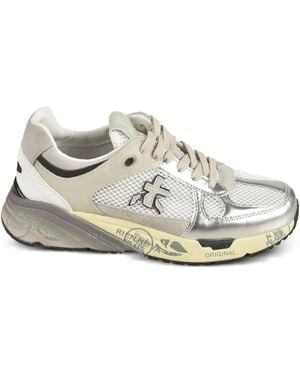 Premiata Mased Metallic-Panel Trainers - White