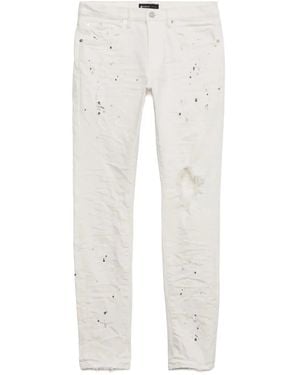 Purple Brand P001 Paint-Splatter Distressed Sli-Fit Jeans - White