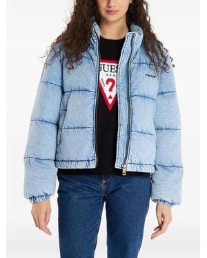 Guess Quilted Puffer Denim Jacket - Blue