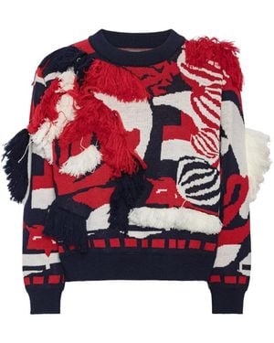 Henrik Vibskov Ham Onion Fringe-Detail Jacquard-Knit Jumper - Red