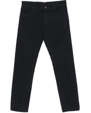 Canali Logo-Patch Straight-Leg Jeans - Black