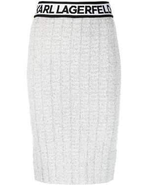 Karl Lagerfeld Logo-Waistband Knitted Skirt - White